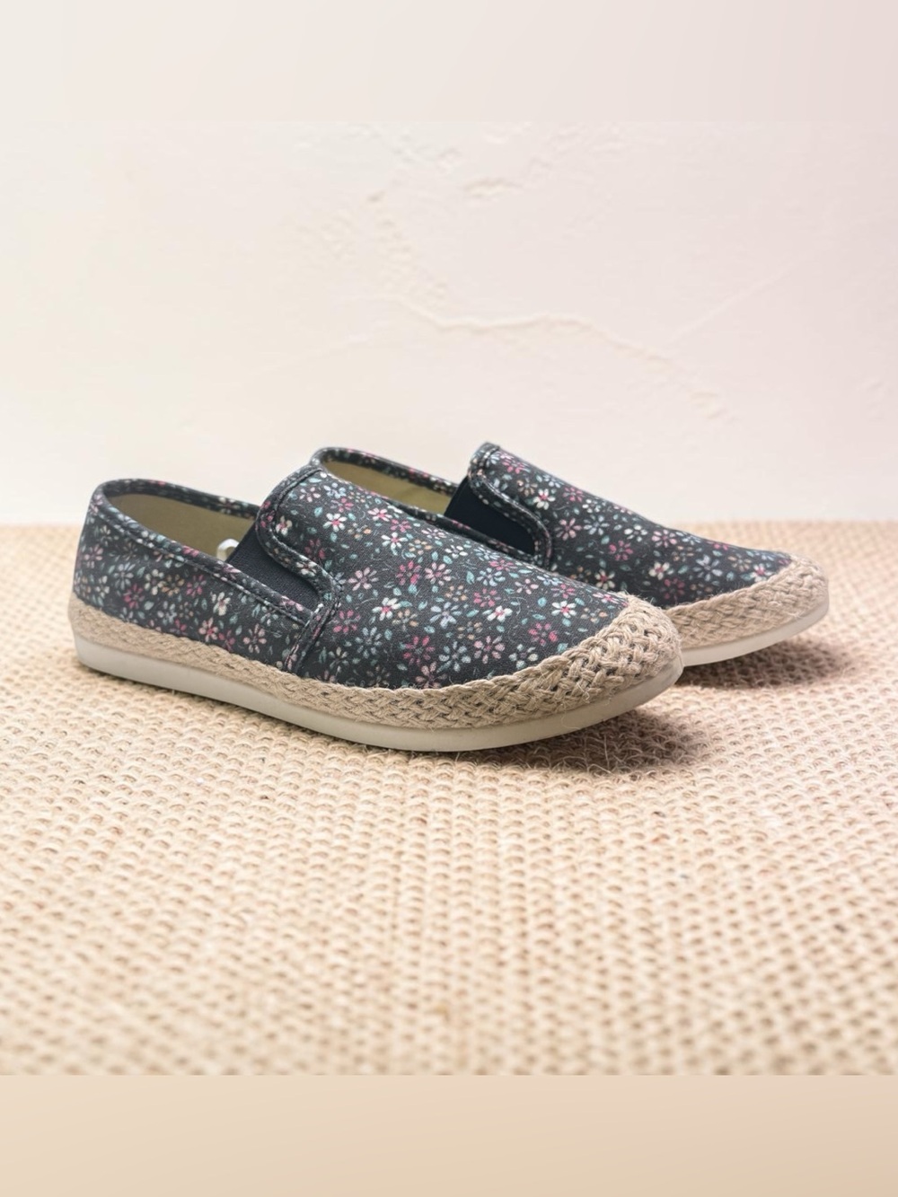 Spirit Floral Slip-On Sneakers in Navy with Pink Accents